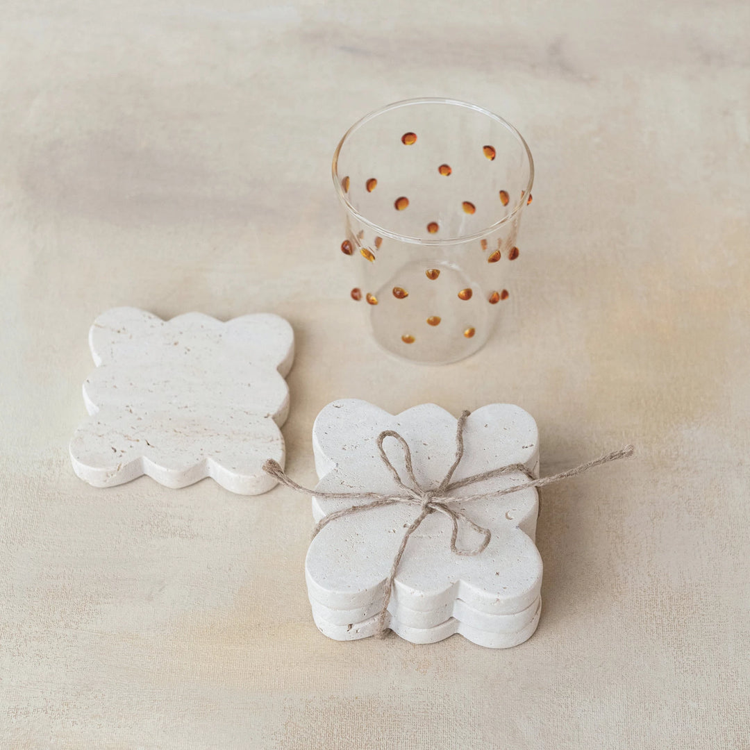 Travertine Coasters w/ Scalloped Edge