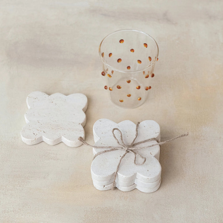 Travertine Coasters w/ Scalloped Edge