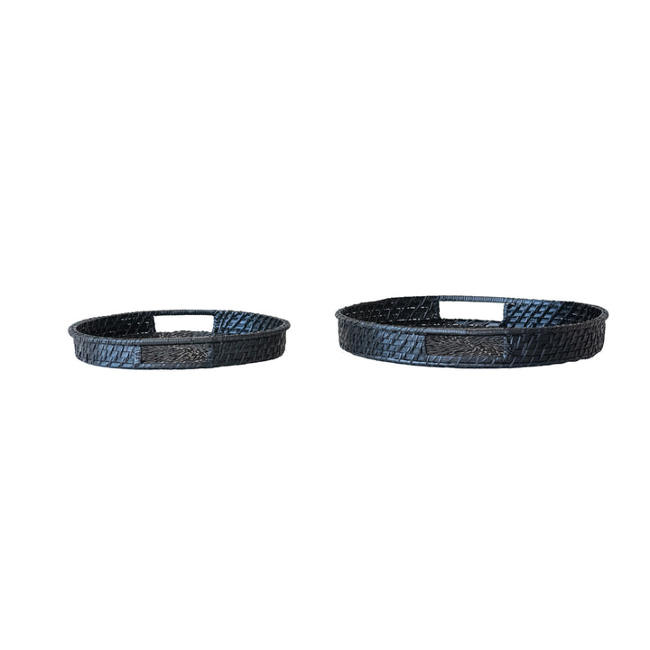 Black Bamboo Tray with Handles