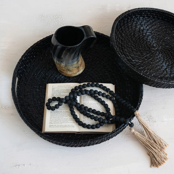 Black Bamboo Tray with Handles