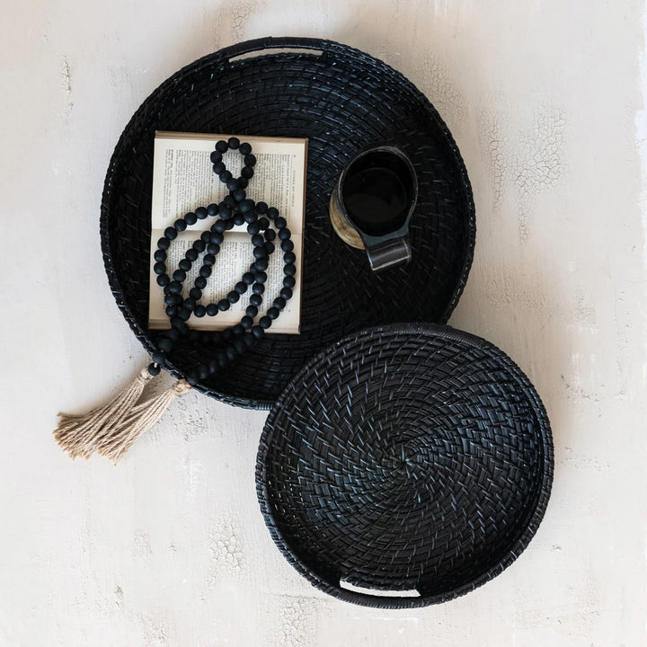 Black Bamboo Tray with Handles