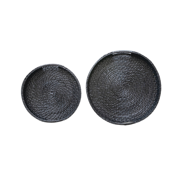 Black Bamboo Tray with Handles