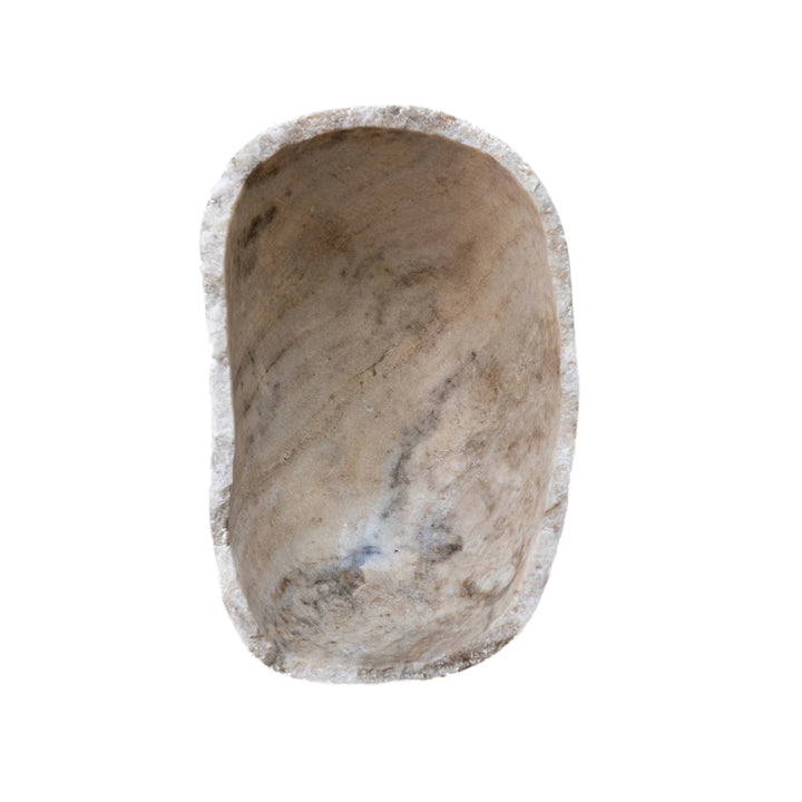 Marble bowl with gray and beige grain and rough edges