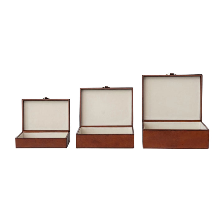 Stitched Leather & Brass Nesting Boxes