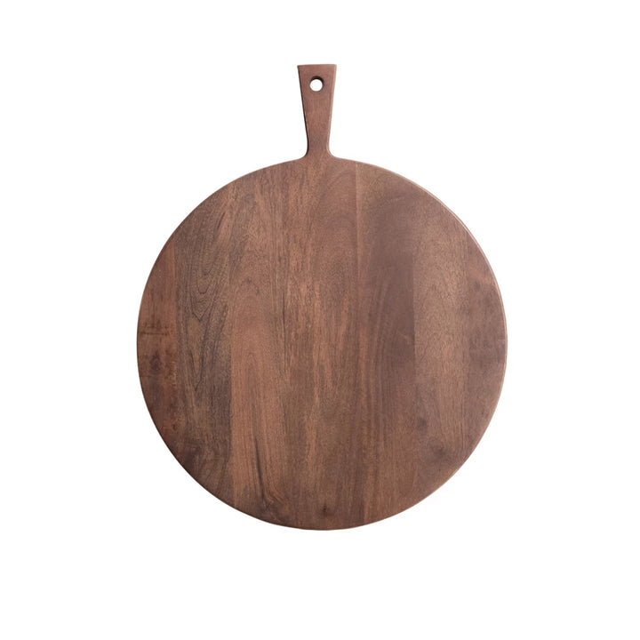 Round wooden cutting board with a handle 