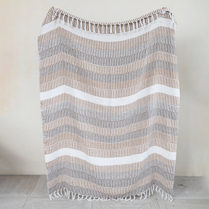 woven throw blanket with stripes pattern 