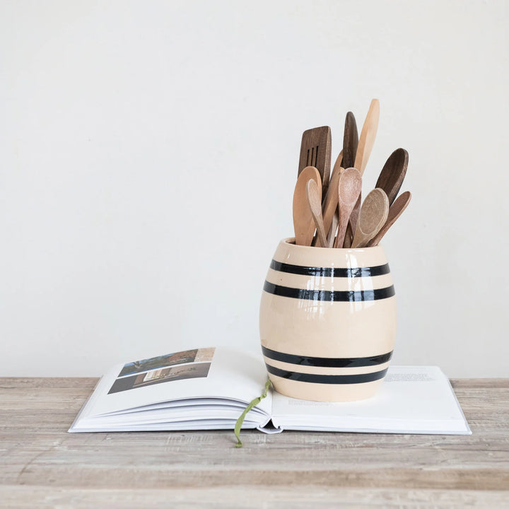 Striped Stoneware Vase