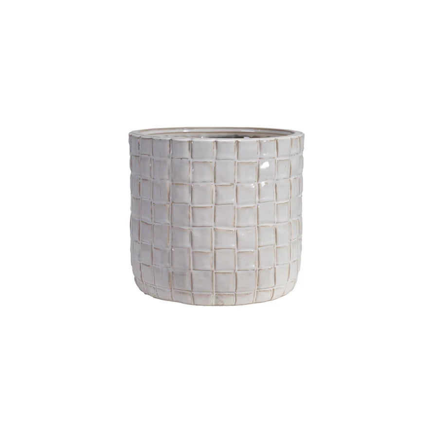 Stoneware Woven Textured Pot