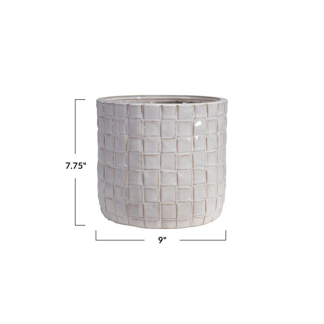 Stoneware Woven Textured Pot