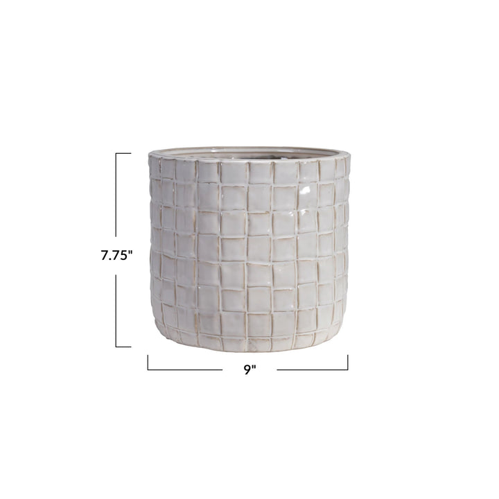 Stoneware Woven Textured Pot