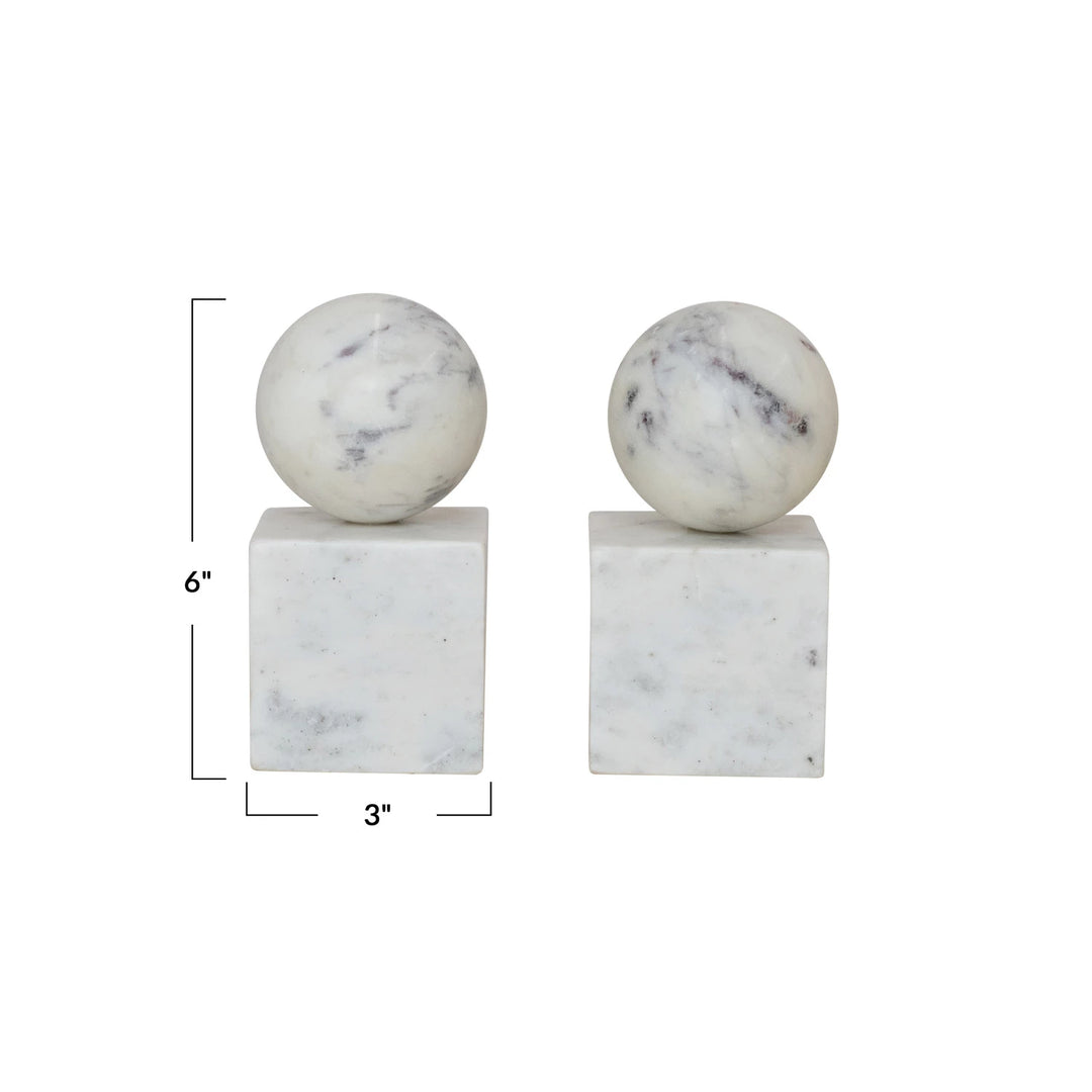 geometric marble bookends with dimensions