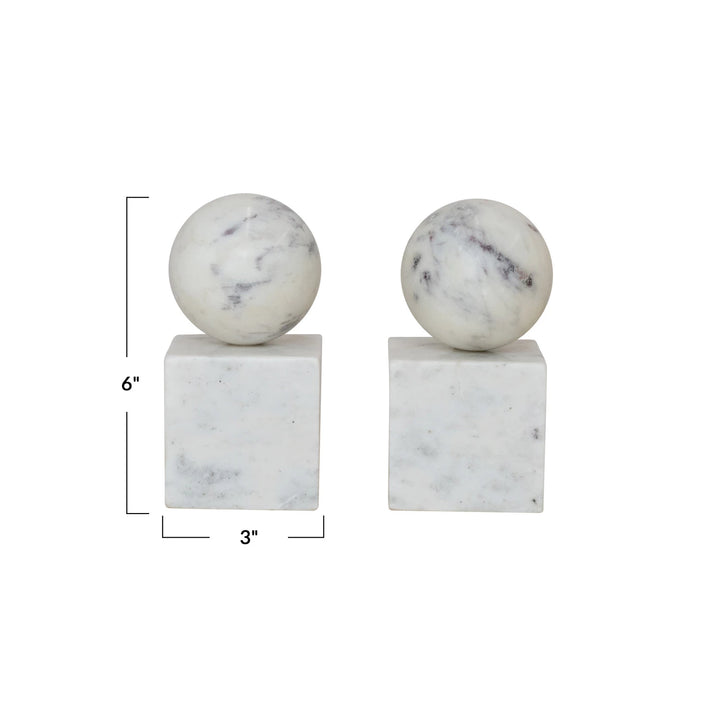 geometric marble bookends with dimensions