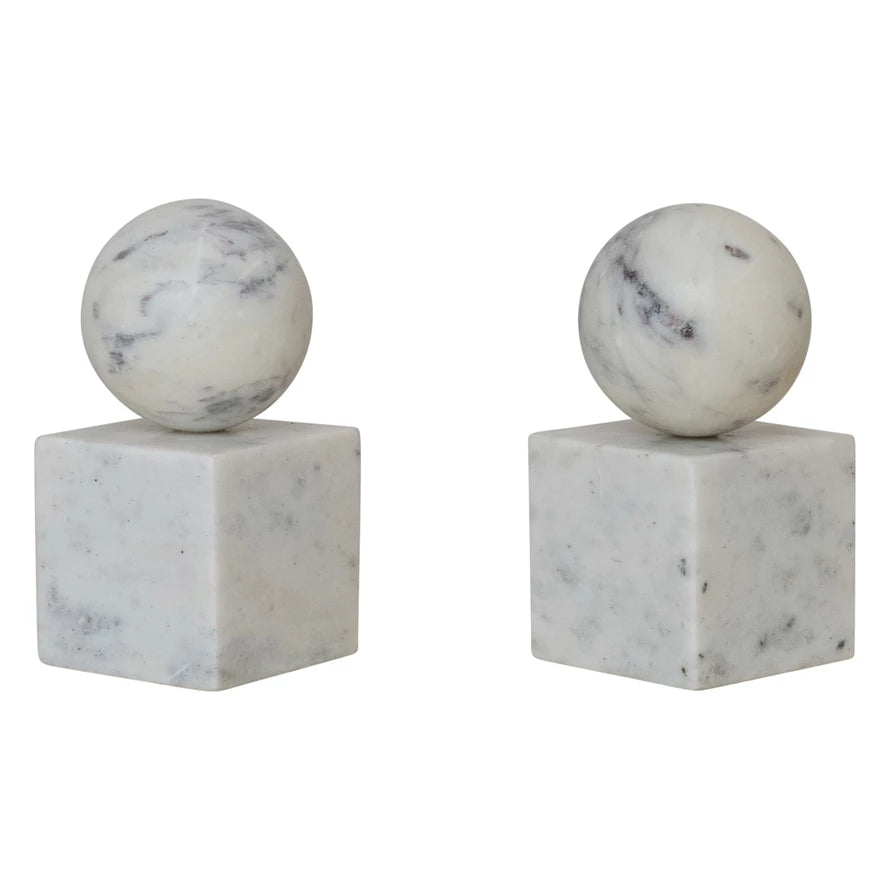 geometric marble bookends