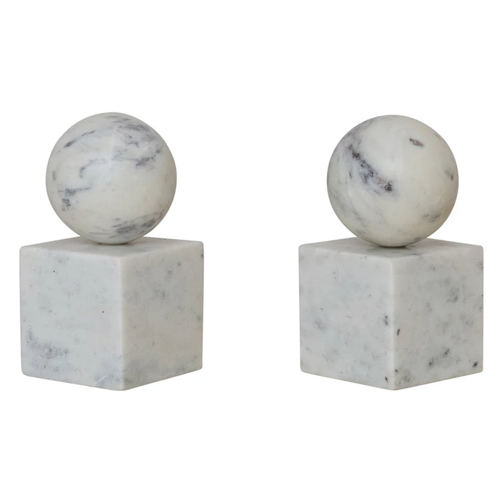 geometric marble bookends
