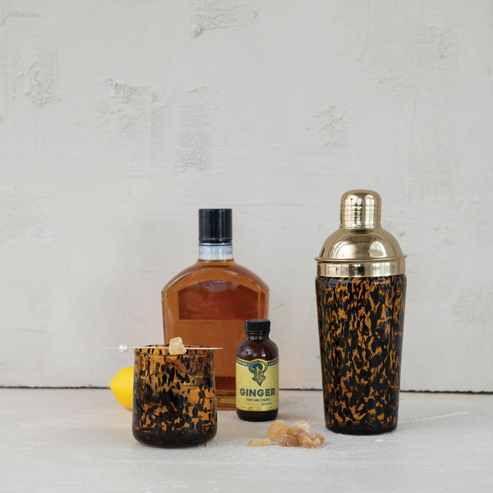 Confetti Glass Cocktail Shaker w/ Stainless Steel Top