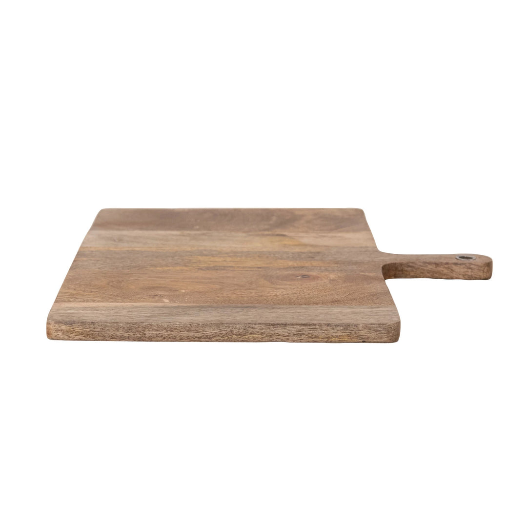 large wooden cutting board with handle