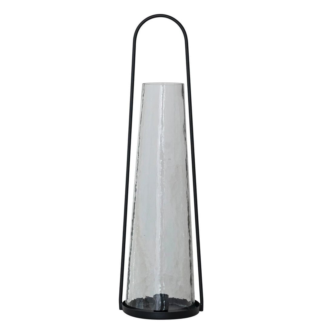 Metal Lantern & Hammered Glass Hurricane