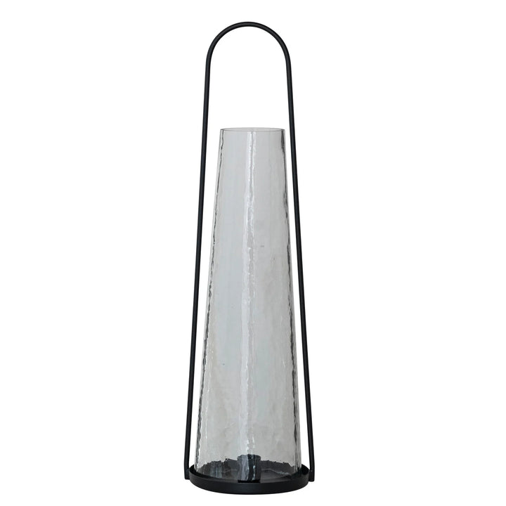 Metal Lantern & Hammered Glass Hurricane