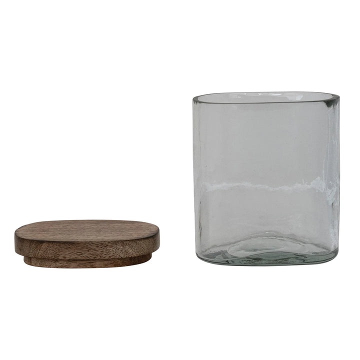 14 oz. Hand-Blown Glass Jar with Mango Wood Lid
