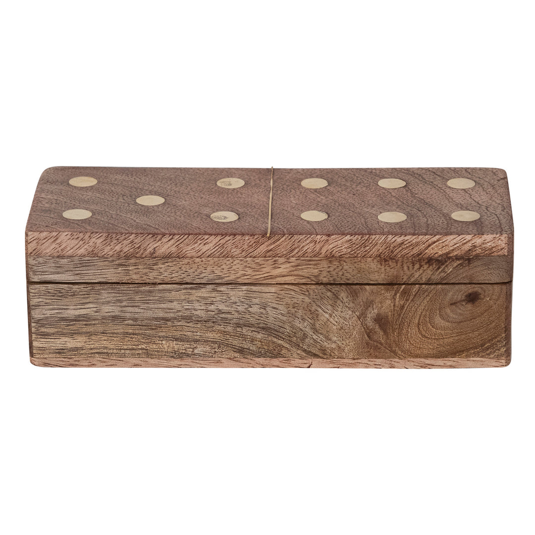 Handmade Wood & Inlaid Brass Domino Set