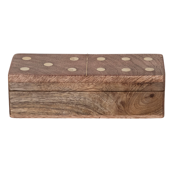 Handmade Wood & Inlaid Brass Domino Set
