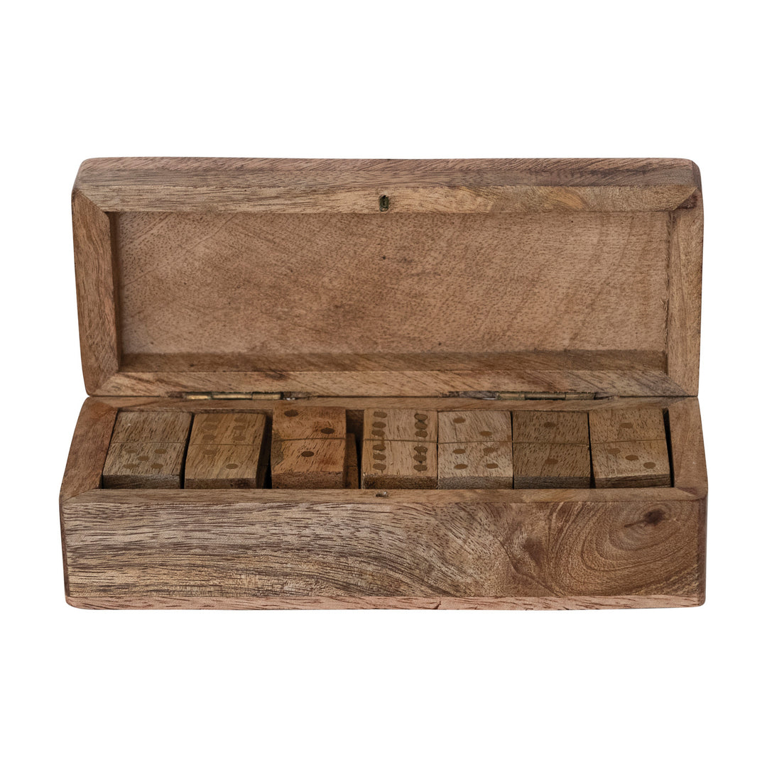 Handmade Wood & Inlaid Brass Domino Set