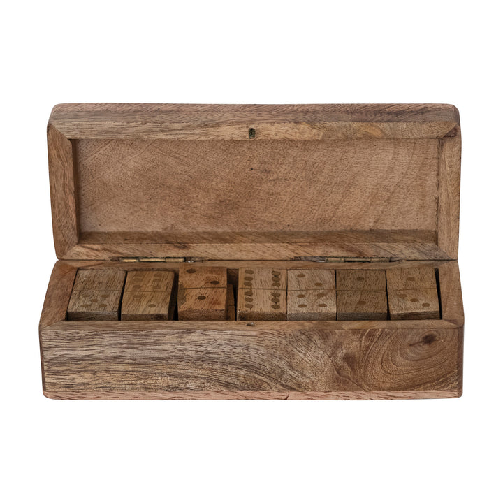 Handmade Wood & Inlaid Brass Domino Set