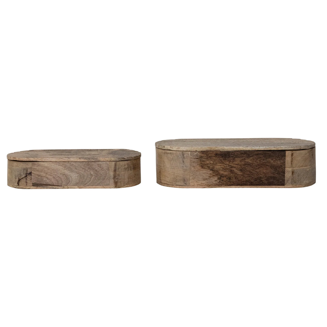 Hand-Carved Mango Wood Boxes with Lids