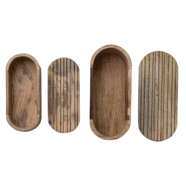 Hand-Carved Mango Wood Boxes with Lids
