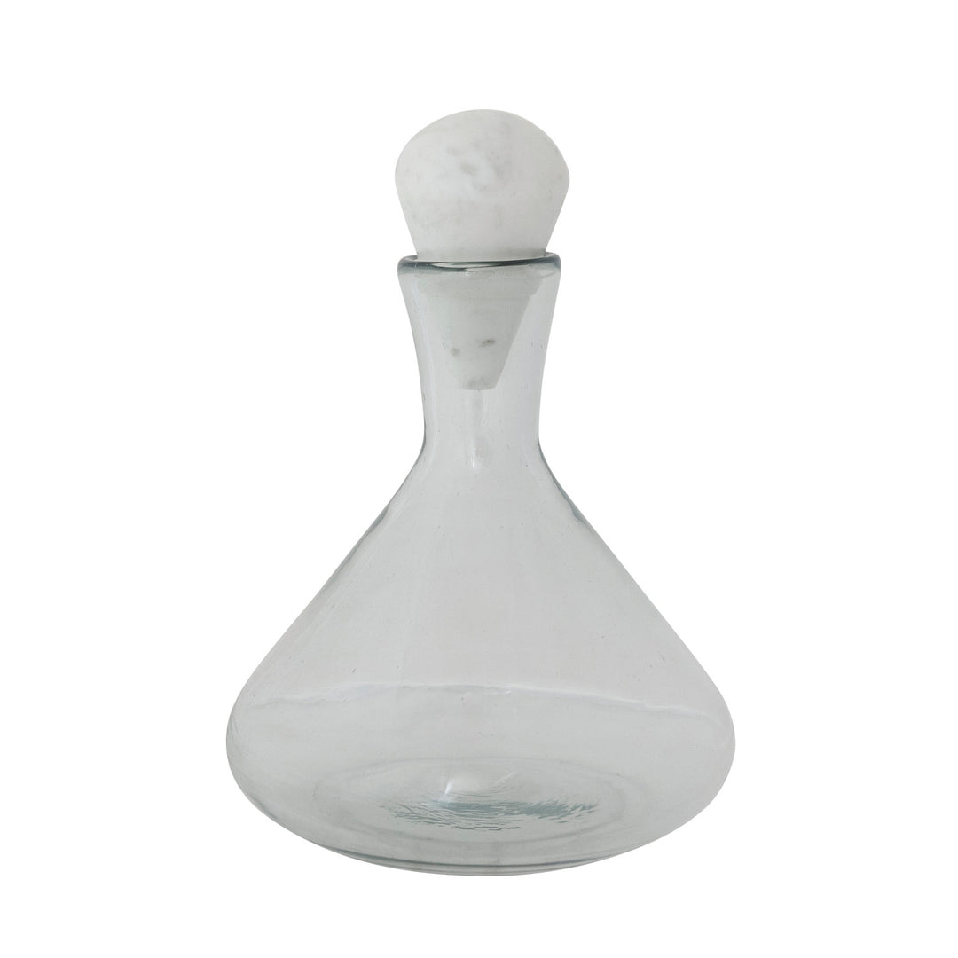 Hand-Blown Glass Decanter with White Marble Stopper