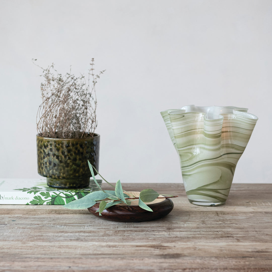 Green Reactive Glaze Planter