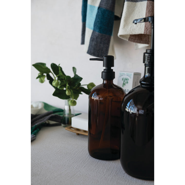 Amber Glass Dispenser with Pump