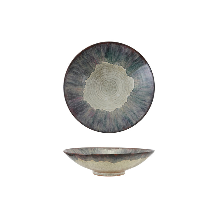 Stoneware Platter Blue & Cream
