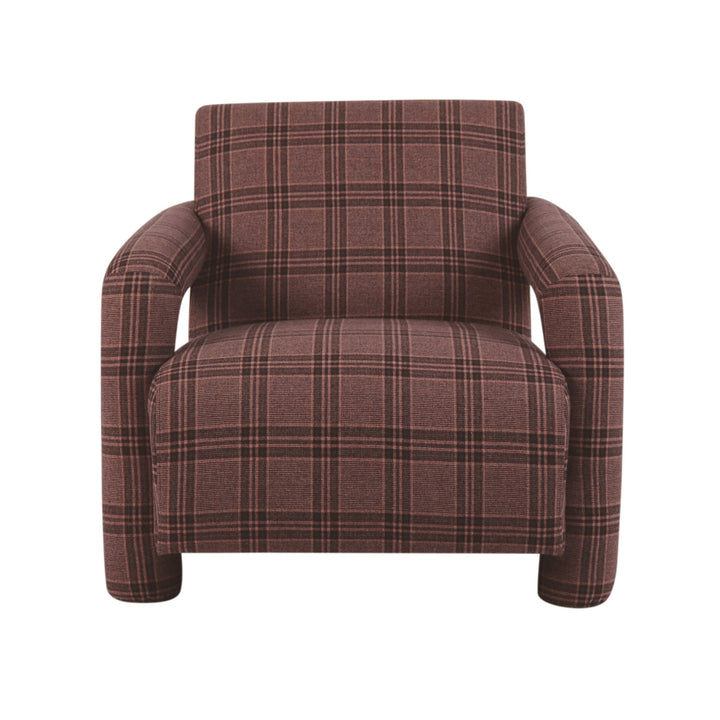 Plaid Fabric Upholstered Arm Chair