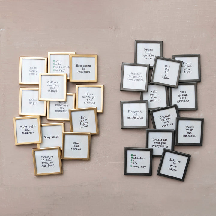 Metal & Glass Framed Magnet with Saying