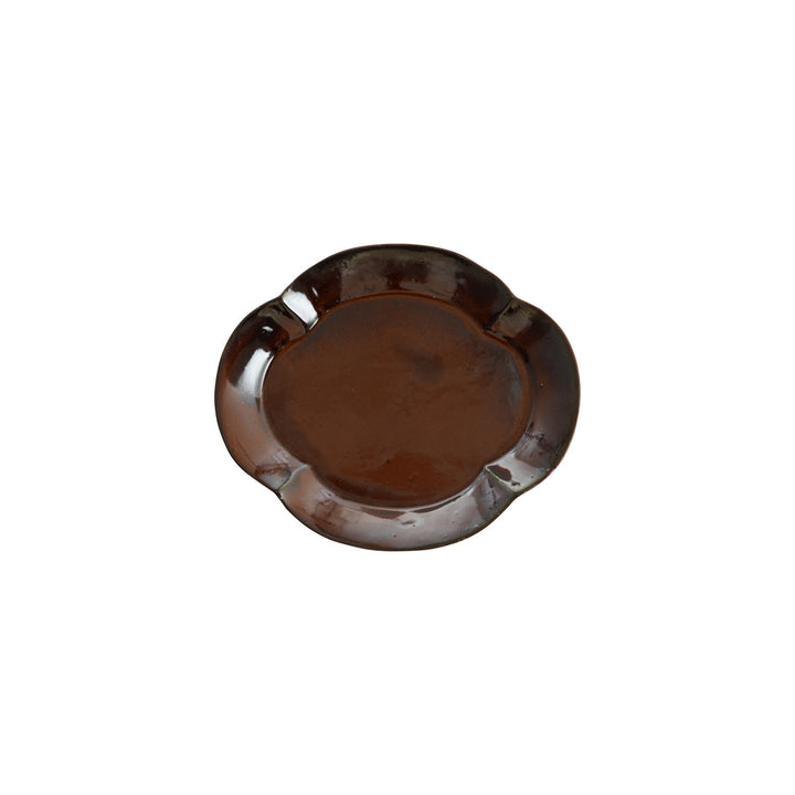 Brown Stoneware Scalloped Plate