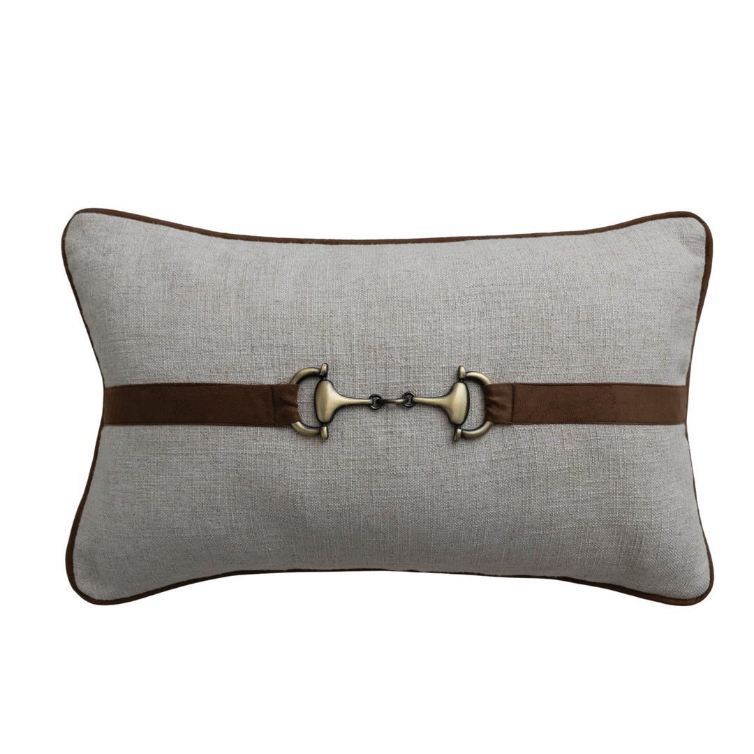 Viscose & Linen Lumbar Pillow with Faux Suede