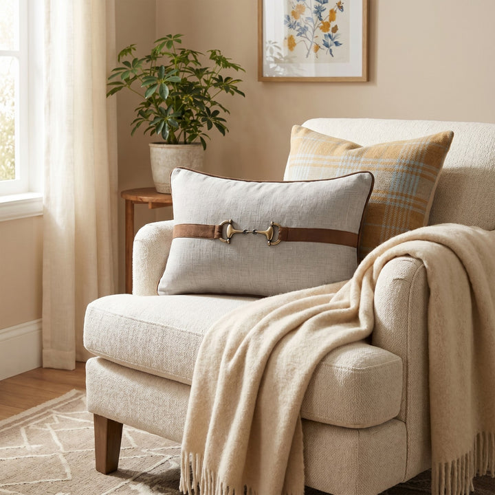 Viscose & Linen Lumbar Pillow with Faux Suede