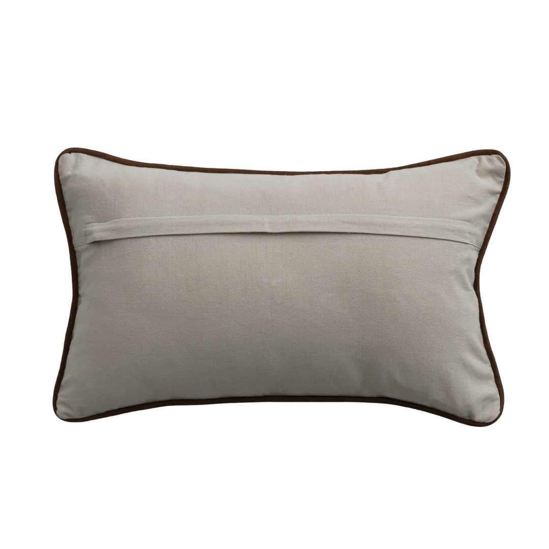 Viscose & Linen Lumbar Pillow with Faux Suede
