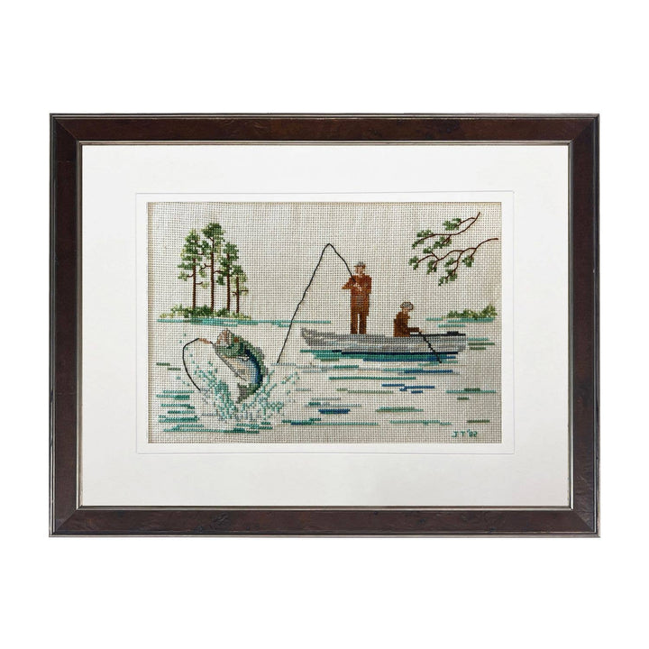 Vintage fishing cross stitch | 10" X 8"