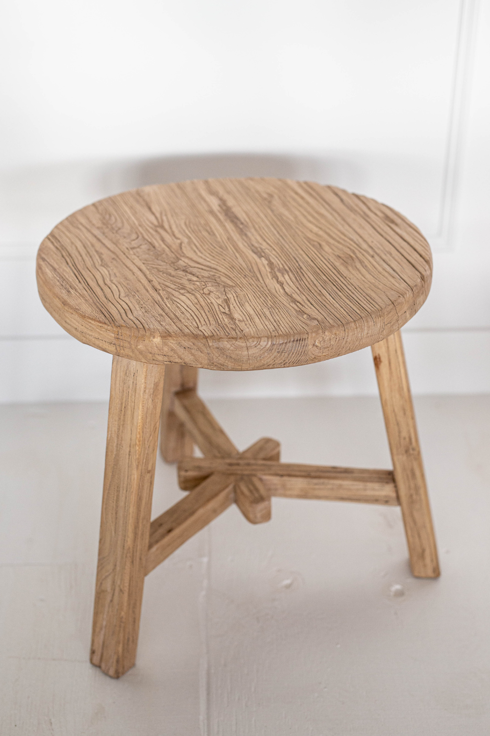 Round Elm Wood Coffee Side Table