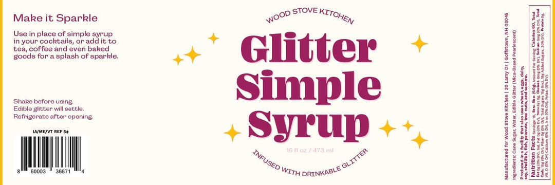 simple syrup drink mixer with edible glitter