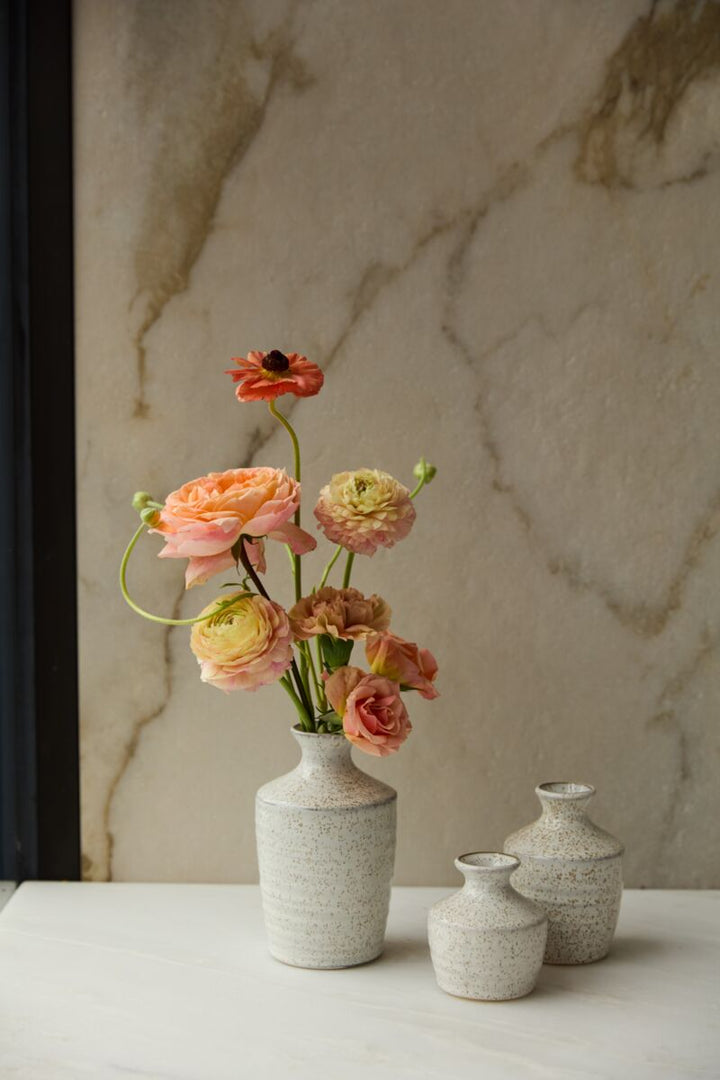 speckled ceramic bud vases