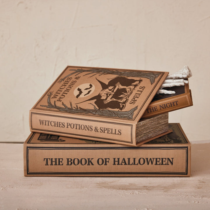 MDF & Linen Halloween Themed Book Storage Boxes, Set of 3