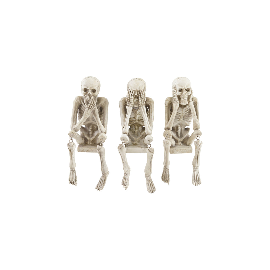 Resin See/Hear/Speak No Evil Skeleton Shelf Sitter, Set of 3