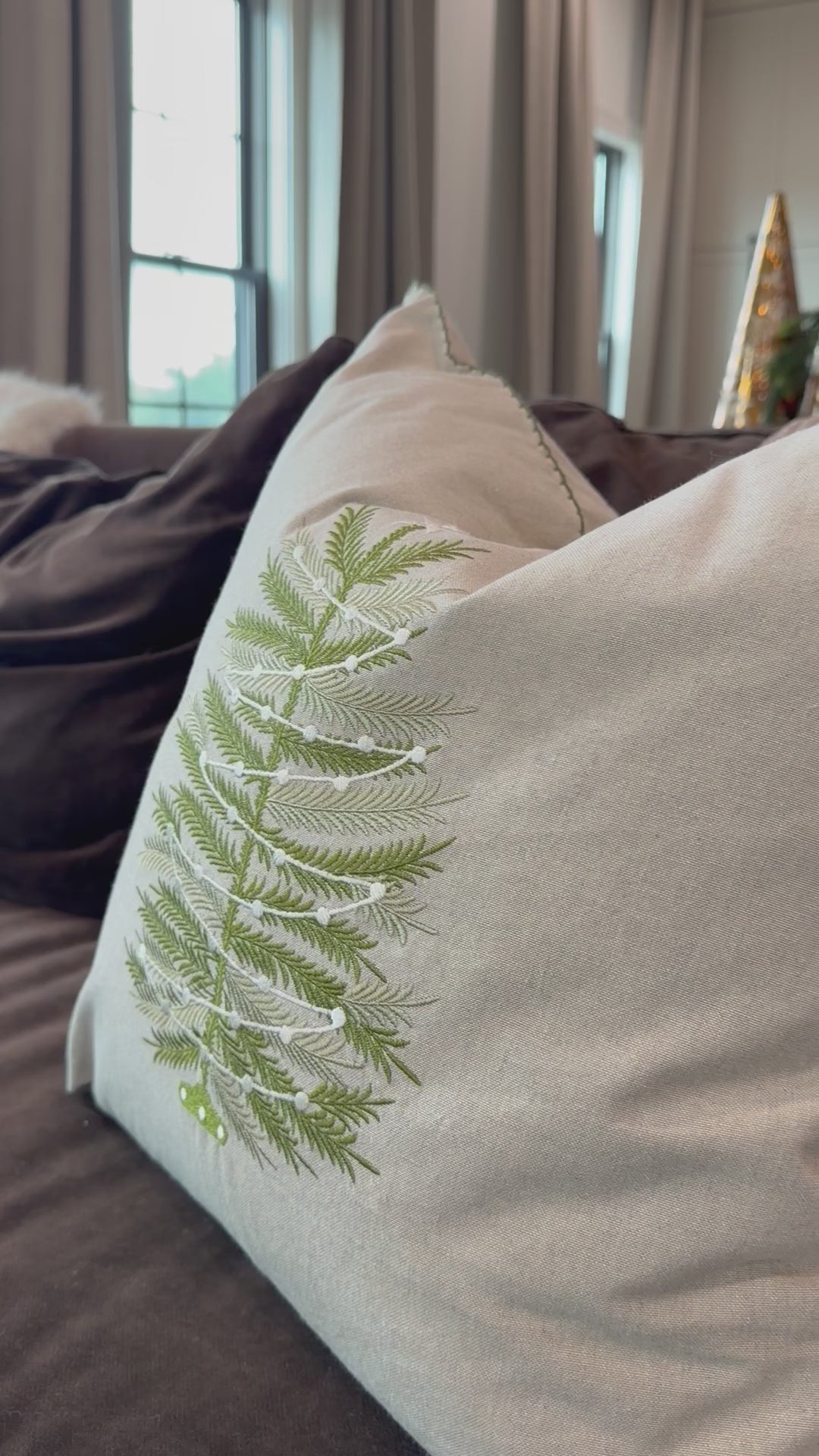 Embroidered Tree Pillow
