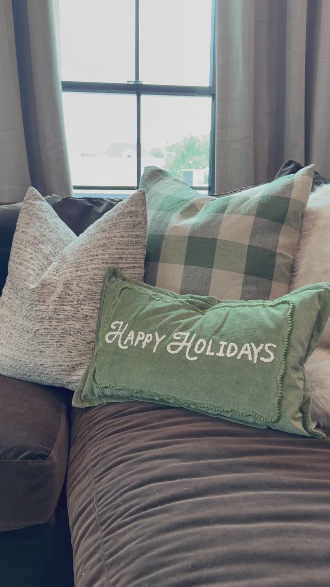 Green Happy Holidays Pillow
