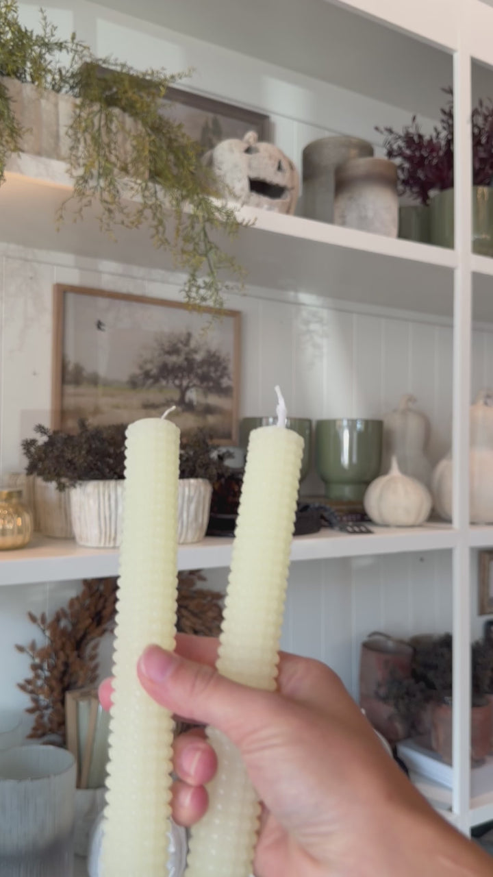 Hobnail Cream Taper Candes
