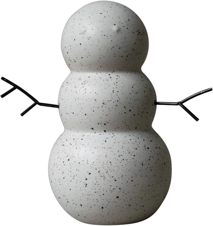 speckled snowmen figurines in two sizes