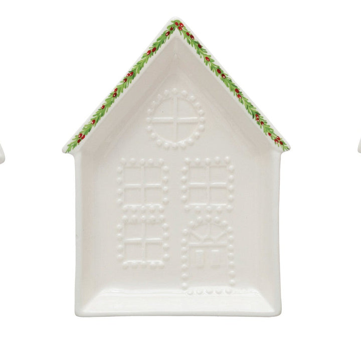 Embossed Stoneware House Plate, 3 Styles